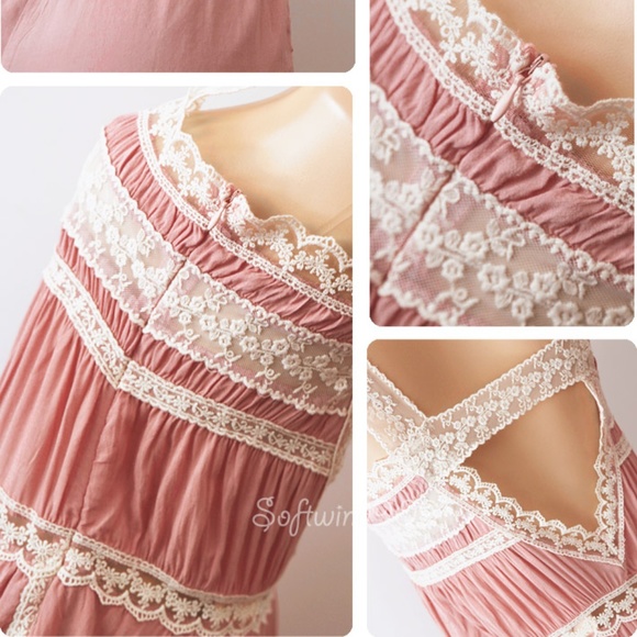 Last☝️ Pink Lace Vtg Open Back Sweet CUTE Romper - Picture 5 of 8